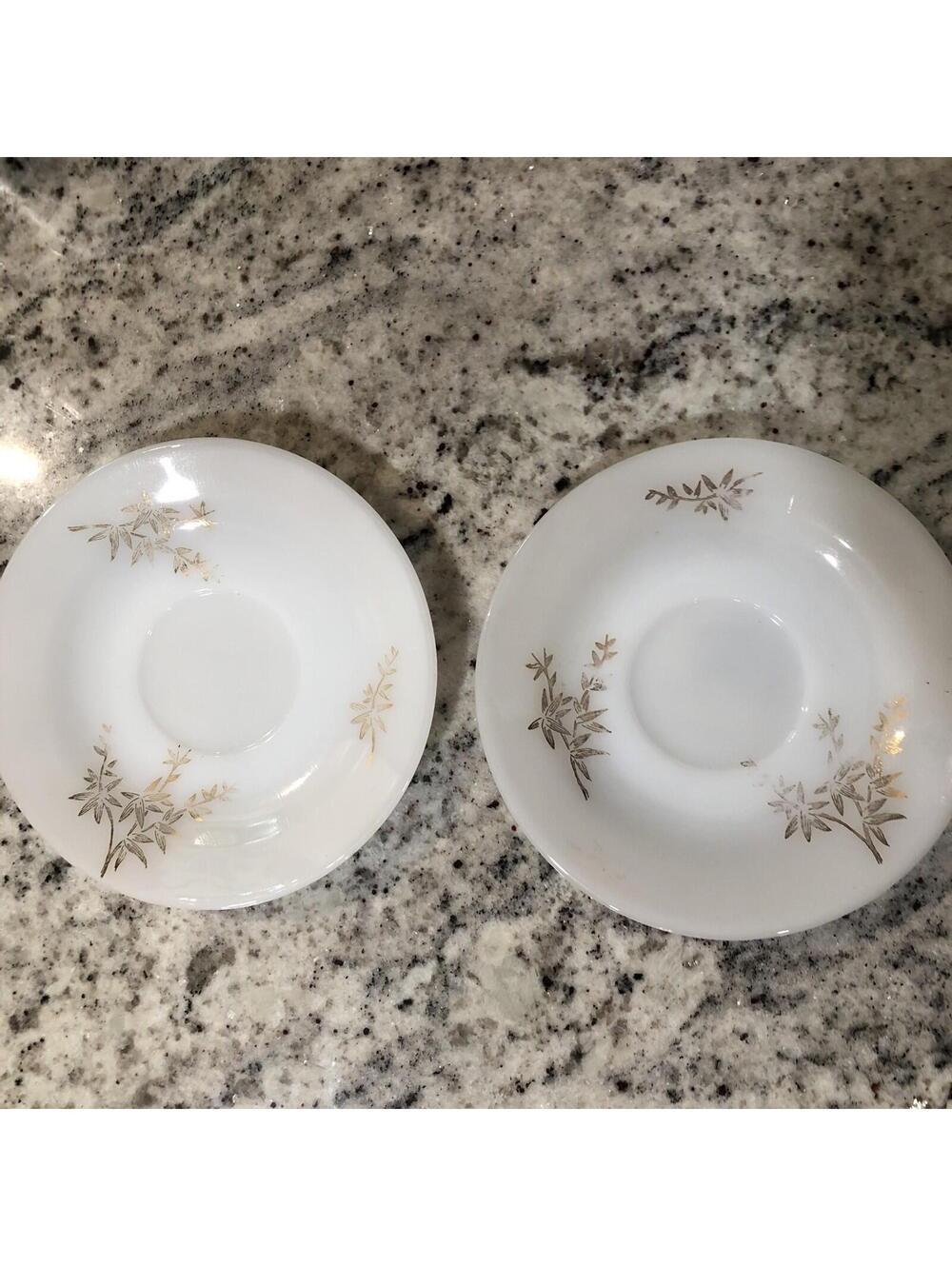 3 Vintage Federal Glass Heat Proof Milk Glass Saucer 18